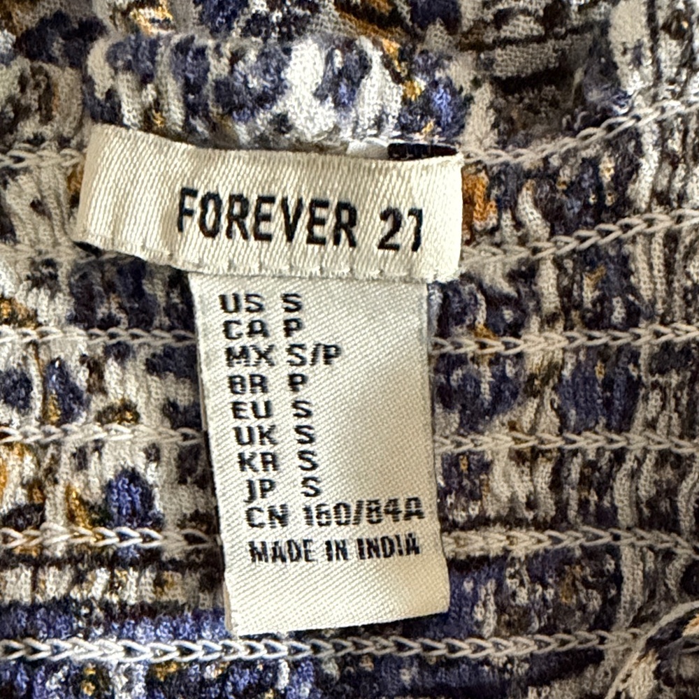 Forever 21 Smocked Navy Yellow White Floral Sundress Small - Picture 5 of 5